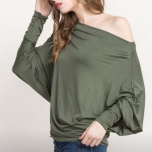 Dolman style sleeve off the shoulder blouse modal